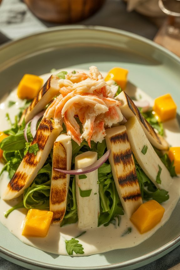 artful tropical salad plating