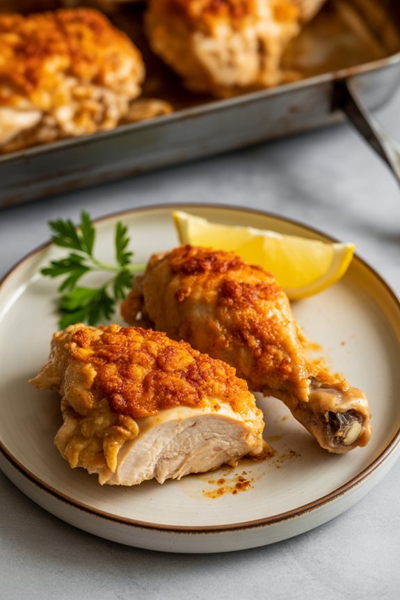artfully arranged crispy chicken
