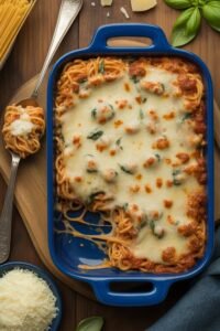 cheesy meatless spaghetti casserole