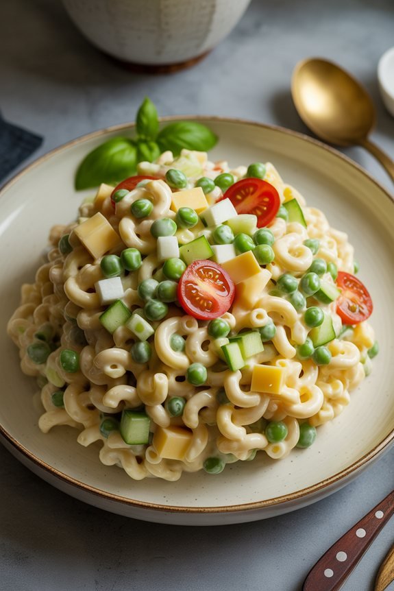 chef inspired macaroni salad presentation