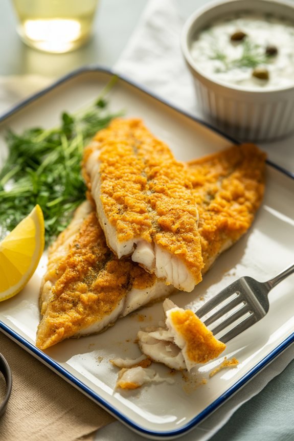 crispy fish plated elegantly