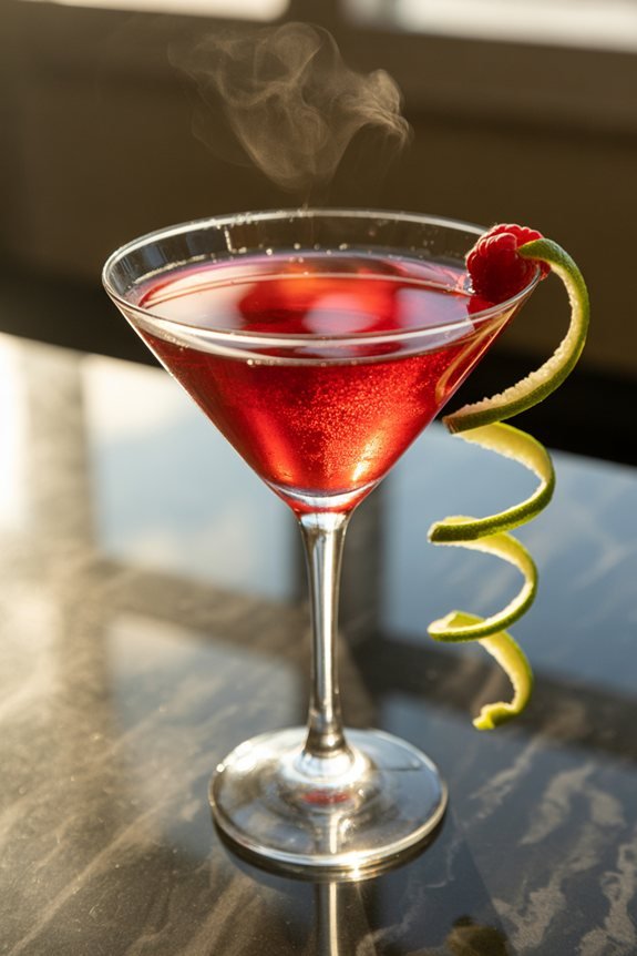 elegant cosmopolitan cocktail presentation
