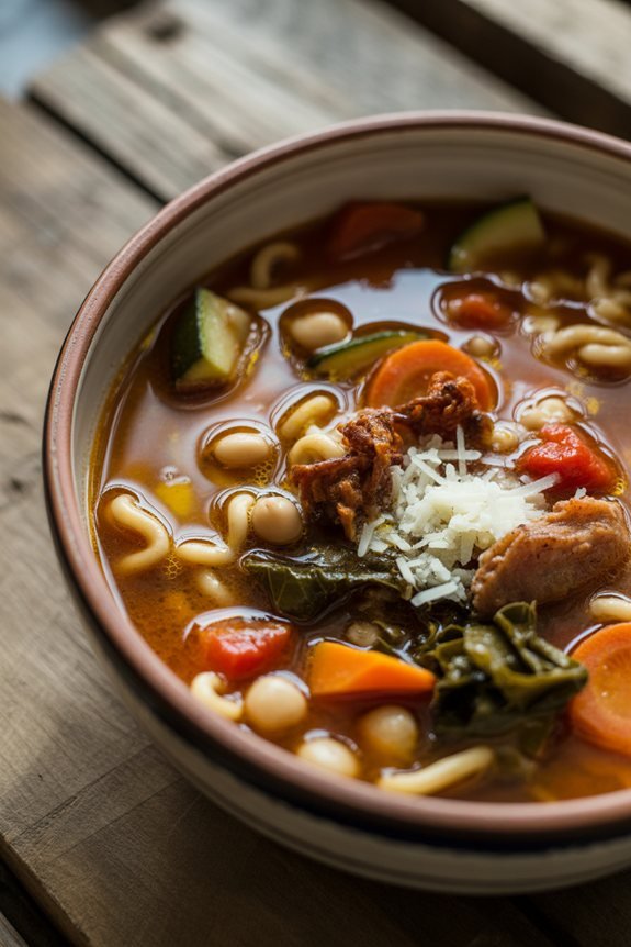 elegant fall minestrone presentation