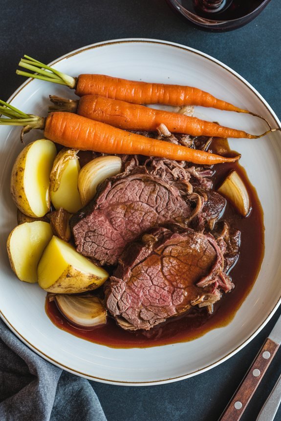 elegant pot roast plating