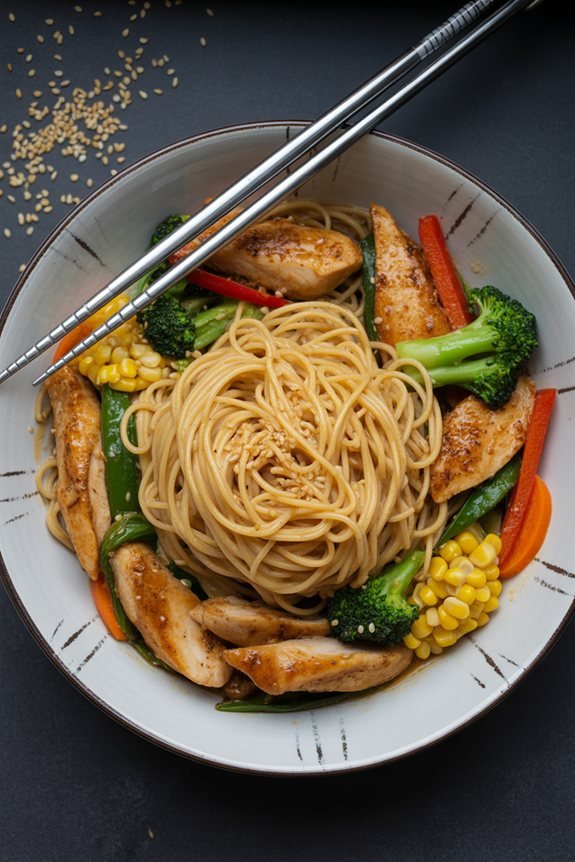garlic sesame chicken pasta