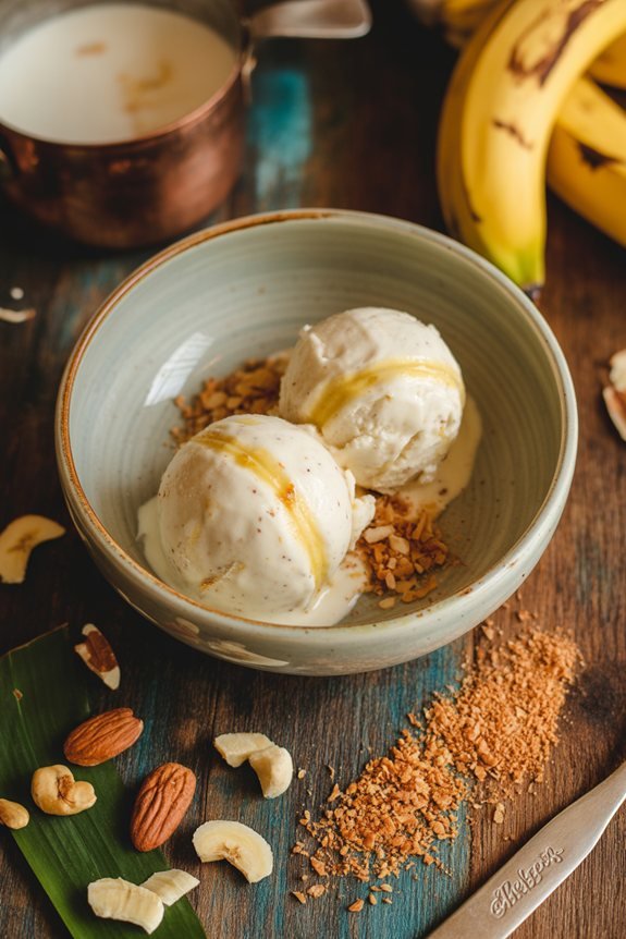 plating banana milk ice cream