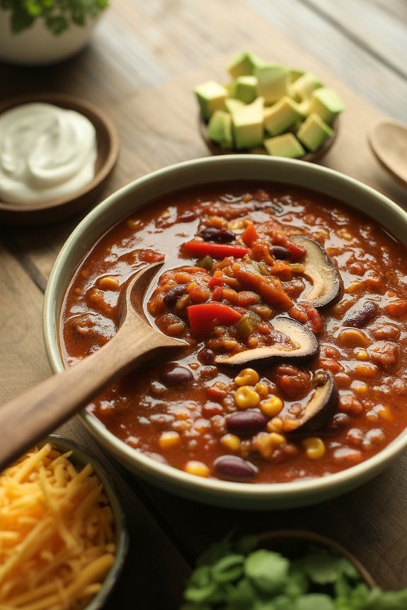 plating vegetarian chili beautifully
