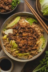 pork cabbage rice dish