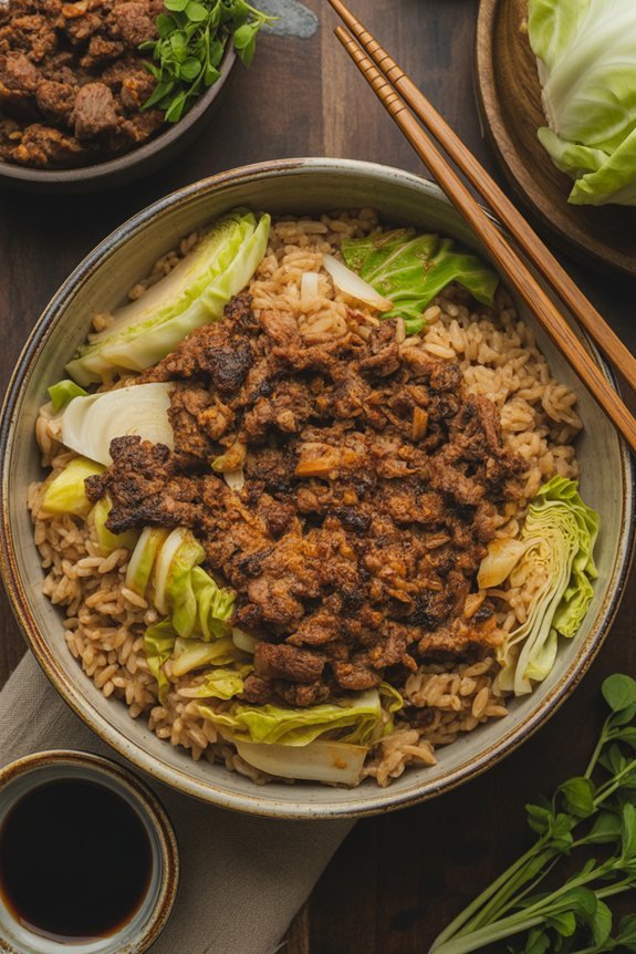 pork cabbage rice dish