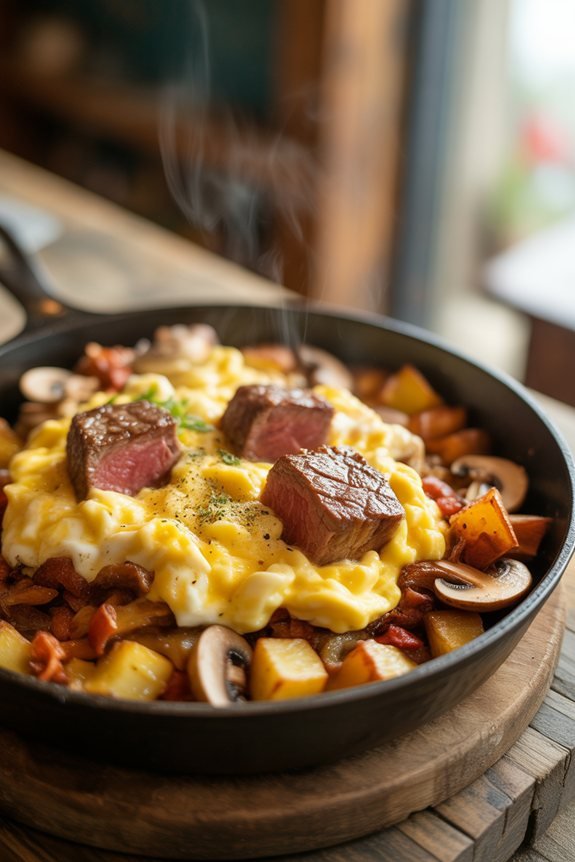 restaurant style steak scramble presentation