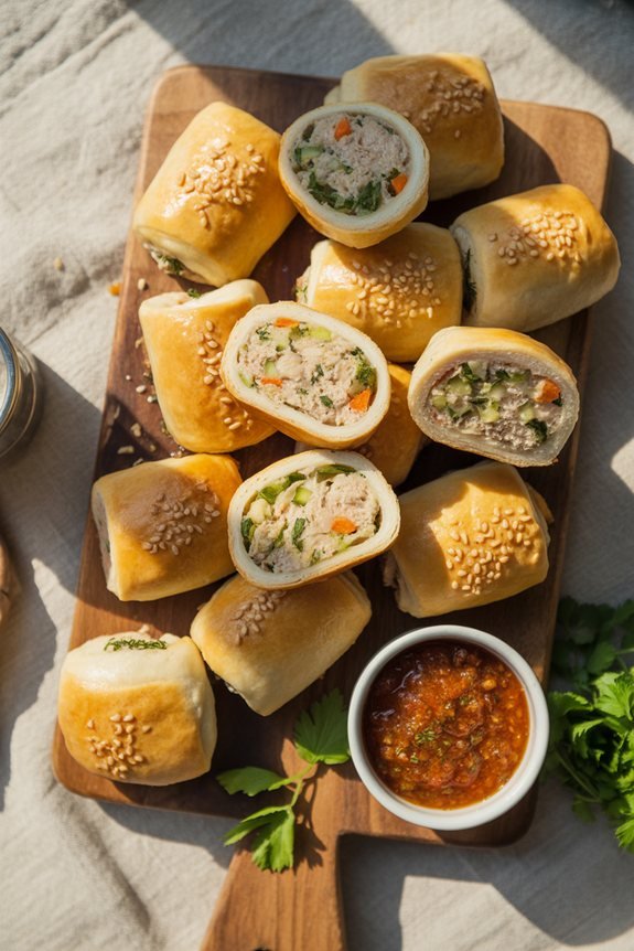 savory chicken vegetable rolls