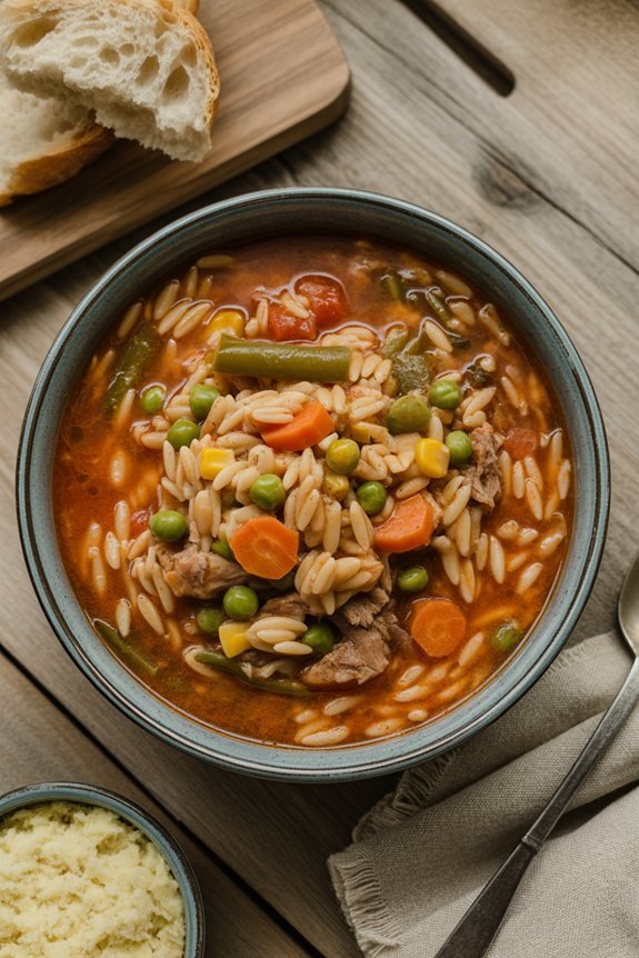 comforting vegetable orzo soup