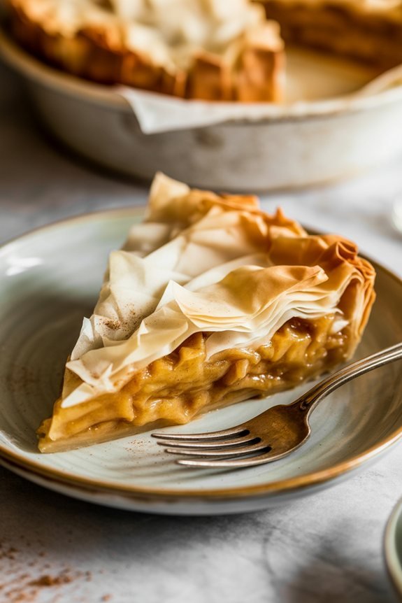 elegant phyllo apple pie presentation