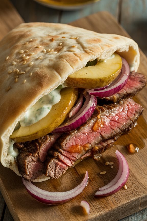 elegant steak pita presentation