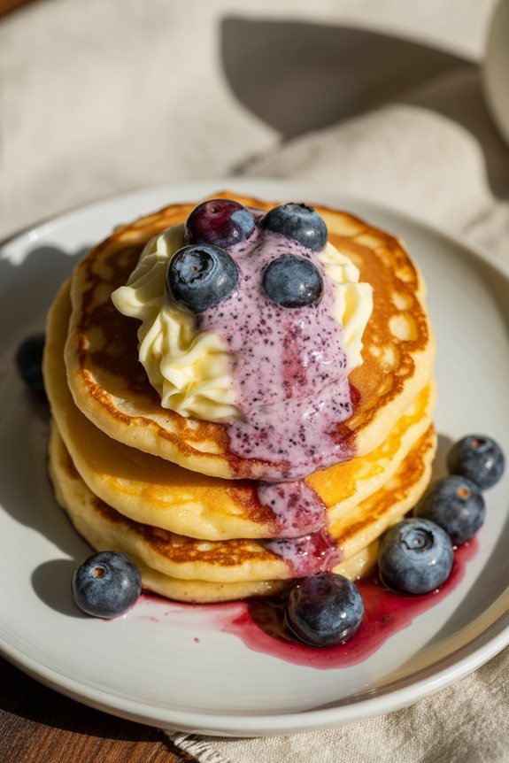 fluffy pancakes with blueberries