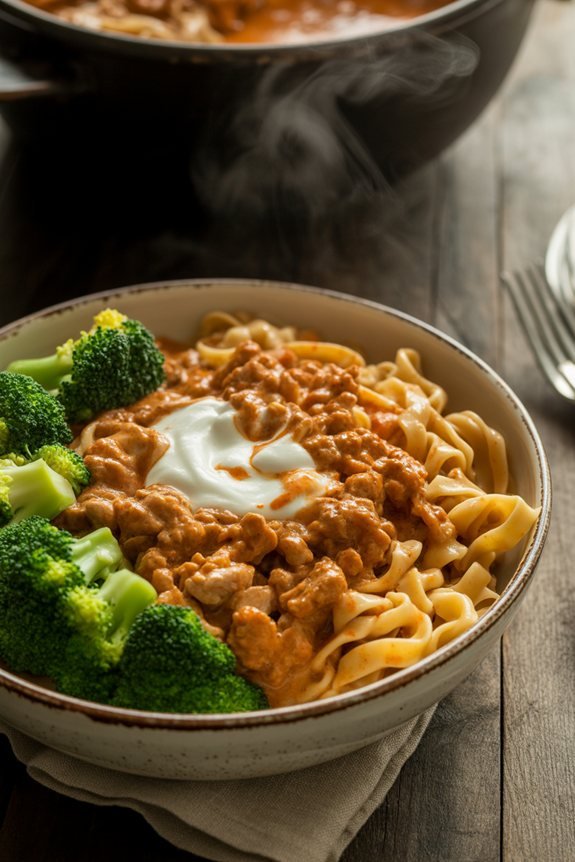 paprikash noodle bowl presentation