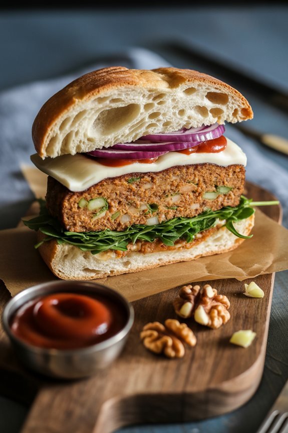 plating savory meatless sandwich