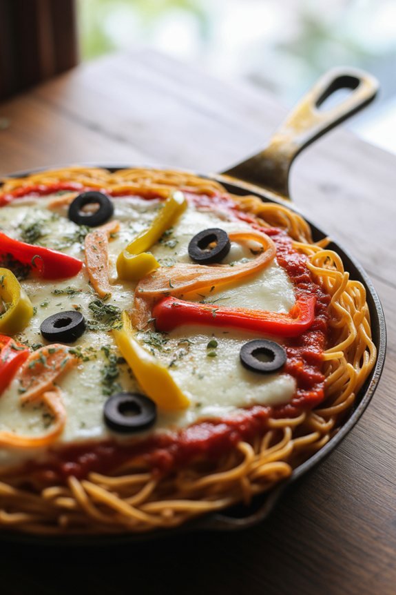 plating skillet pizza pasta