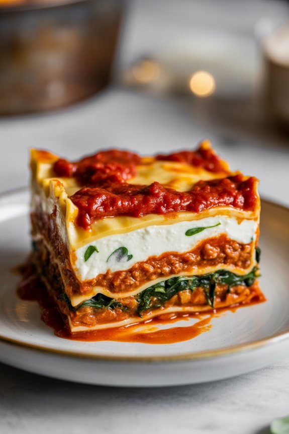 plating vegan lasagna artistically