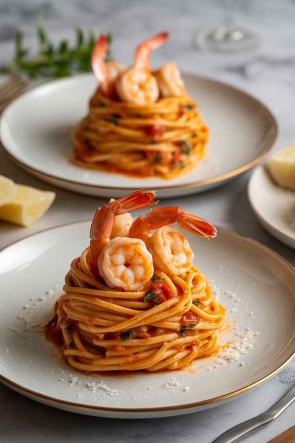 romantic shrimp dinner presentation