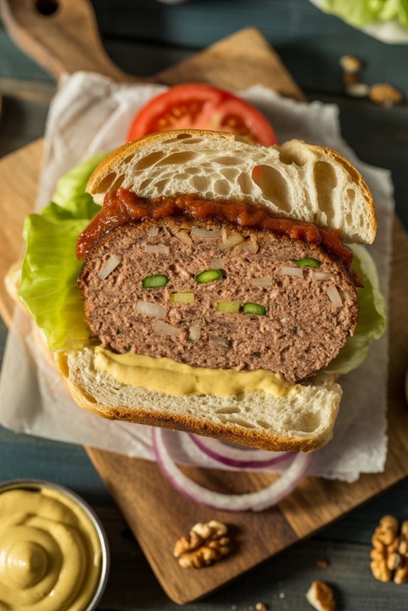 savory vegetarian meatloaf sandwich